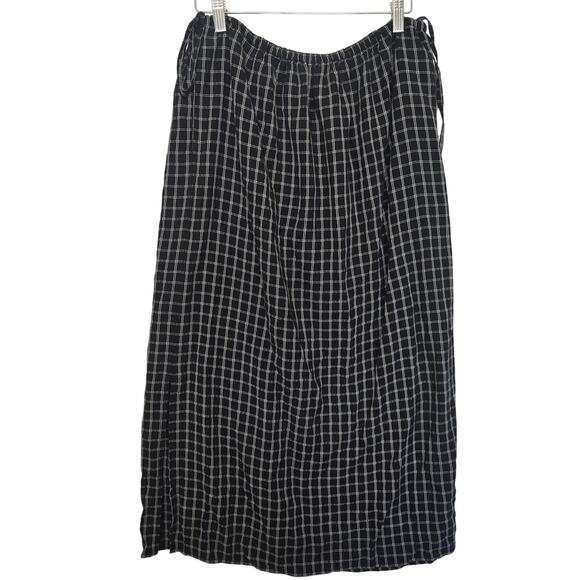 UNIQLO C Women Modern Minimalist Elevated Basic Check Gathered Hips Midi Skirt S - Picture 1 of 11